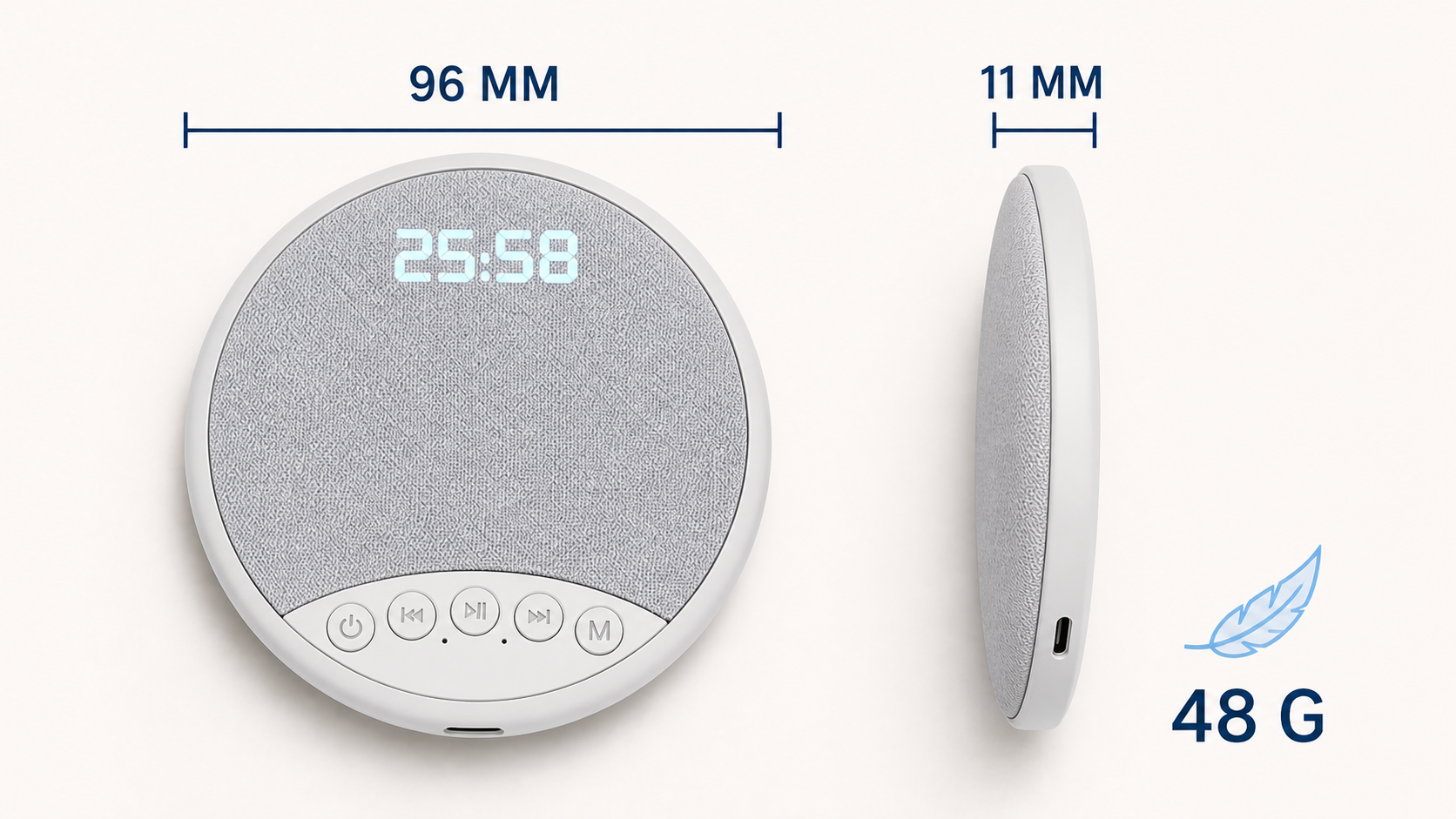 SOMNIA SoundPillow Grey dimensions diagram placeholder