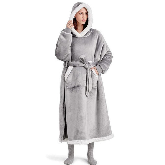 Winter Hoodie Blanket With Button Design Warm Home Clothes Women Men Oversized Pullover - SOMNIA